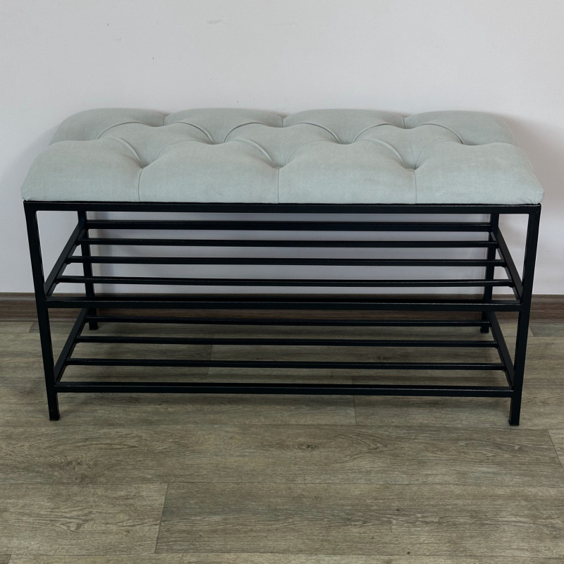 Банкетка для взуття Женева-1 70 см велюр світло-сірий 6-0-9005