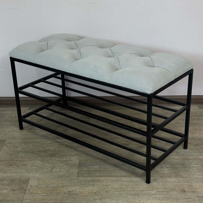 Банкетка для взуття Женева-1 80 см велюр світло-сірий 6-0-9005