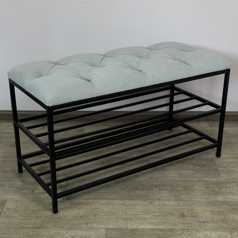 Банкетка для взуття Женева-1 80 см велюр світло-сірий 6-0-9005