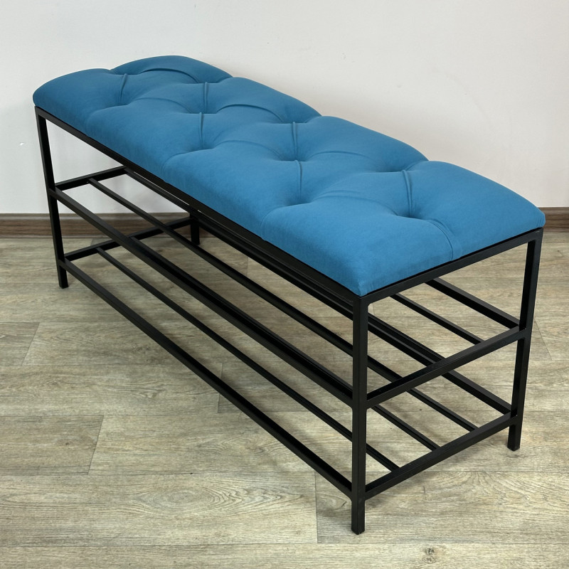 Банкетка для взуття Женева-1 100 см велюр бірюзовий 2-0-9005