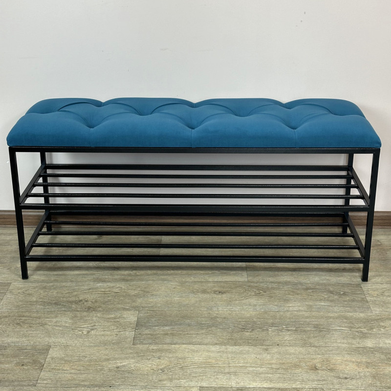 Банкетка для взуття Женева-1 90 см велюр бірюзовий 2-0-9005