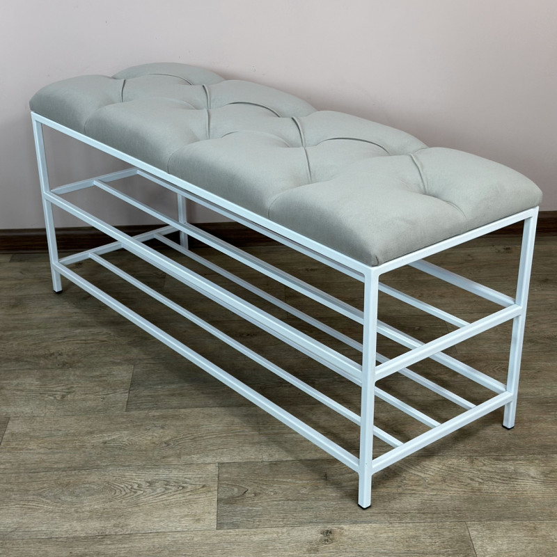 Банкетка для взуття Женева-1 100 см велюр світло-сірий 6-0-9003