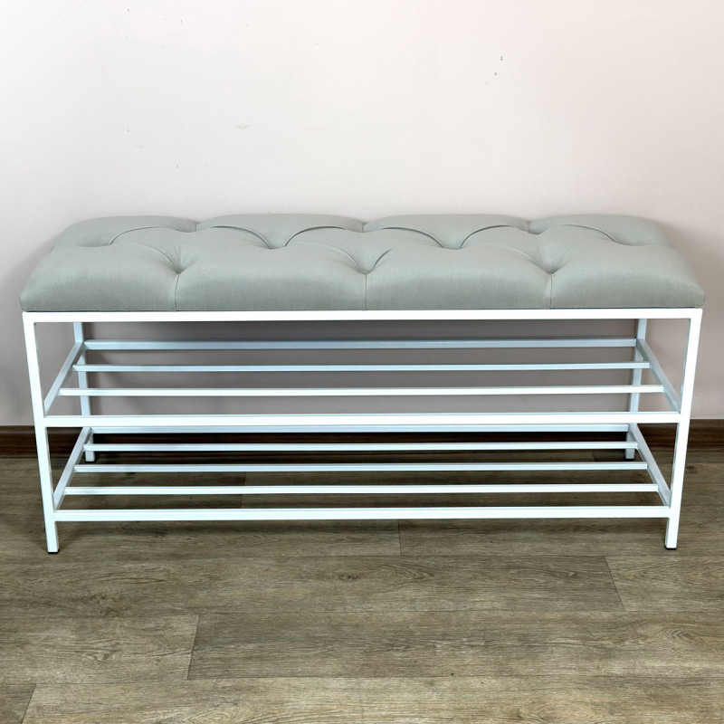 Банкетка для взуття Женева-1 100 см велюр світло-сірий 6-0-9003