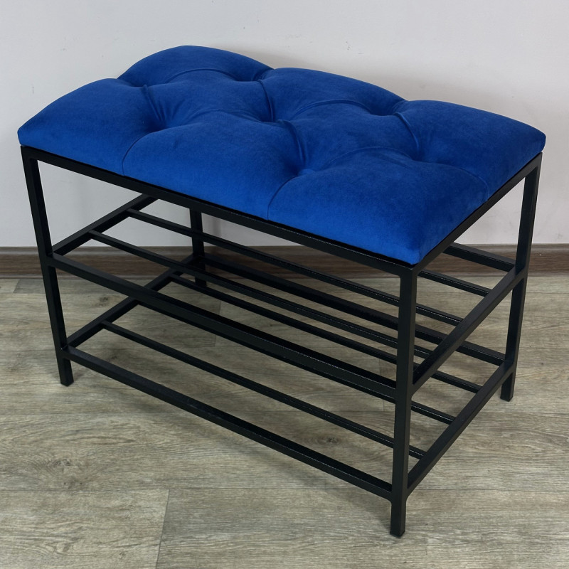 Банкетка для взуття Женева-1 50 см велюр синій 9-0-9005