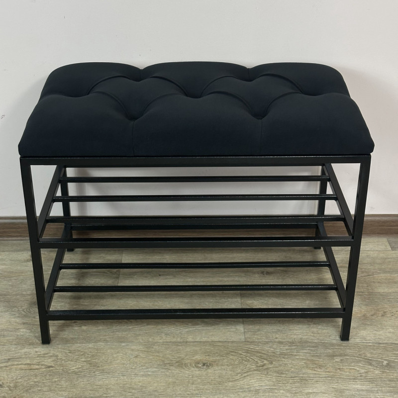 Банкетка для взуття Женева-1 50 см велюр чорний 10-0-9005