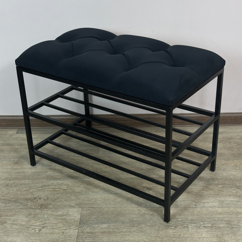 Банкетка для взуття Женева-1 50 см велюр чорний 10-0-9005