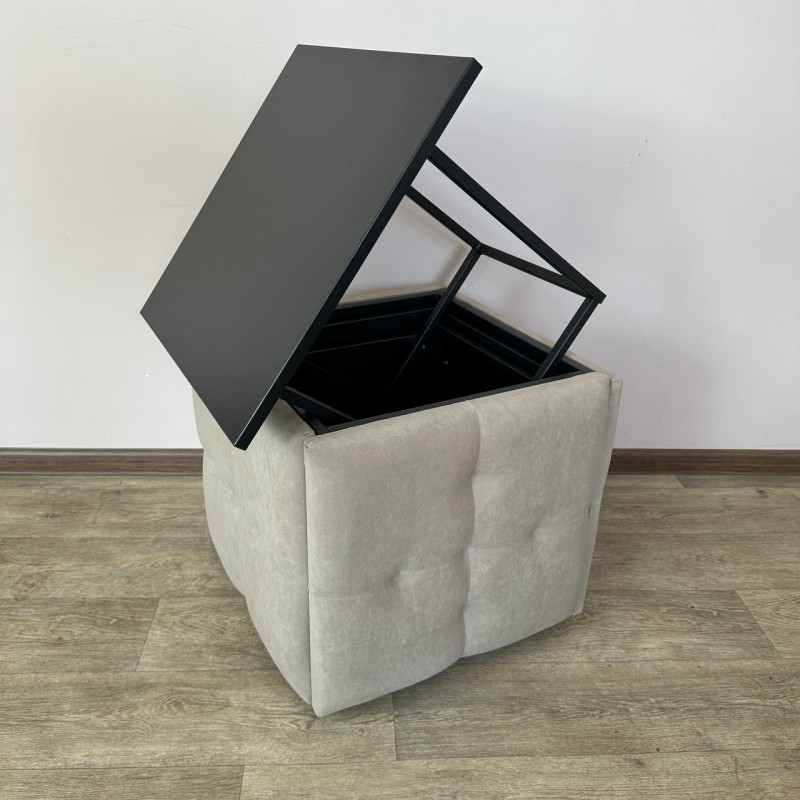 Пуф-трансформер 5в1 Остін-4 зі столиком велюр бежевий/чорний 3-5-9005