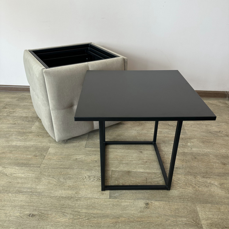 Пуф-трансформер 5в1 Остін-4 зі столиком велюр бежевий/чорний 3-5-9005