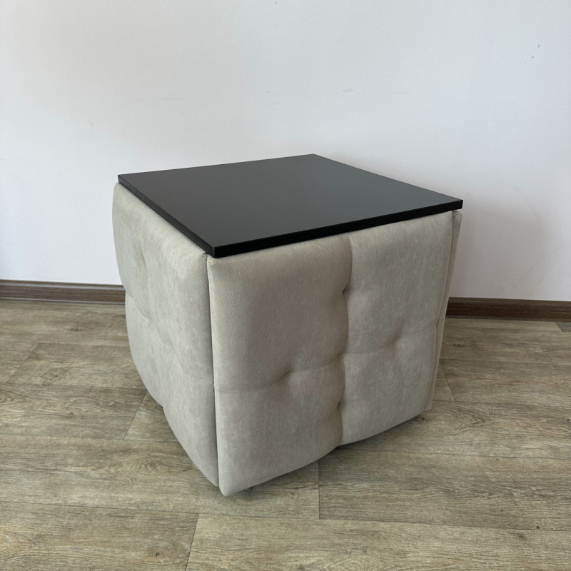 Пуф-трансформер 5в1 Остін-4 зі столиком велюр бежевий/чорний 3-5-9005