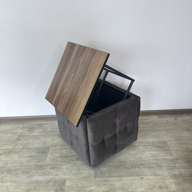 Пуф-трансформер 5в1 Остін-4 зі столиком велюр сіро-коричневий/горіх каліфорнійський 5-4-9005