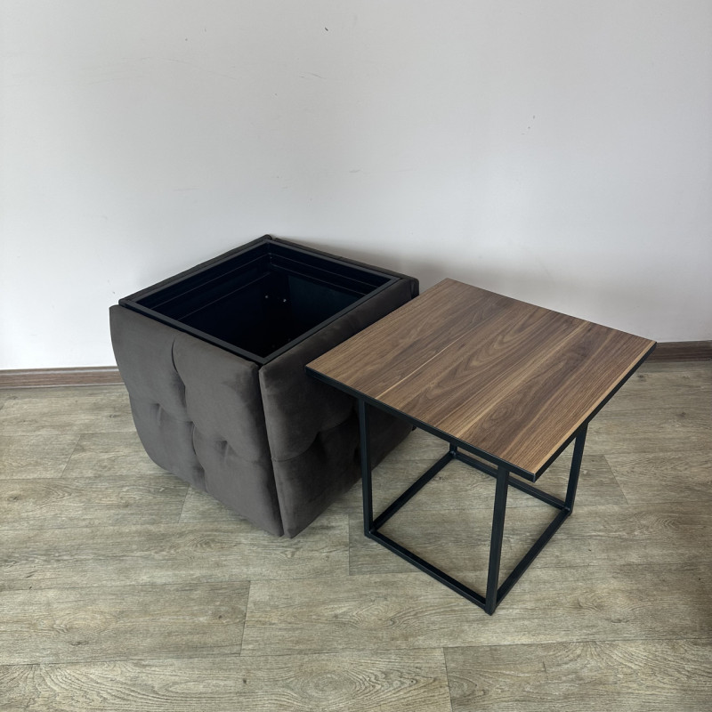 Пуф-трансформер 5в1 Остін-4 зі столиком велюр сіро-коричневий/горіх каліфорнійський 5-4-9005