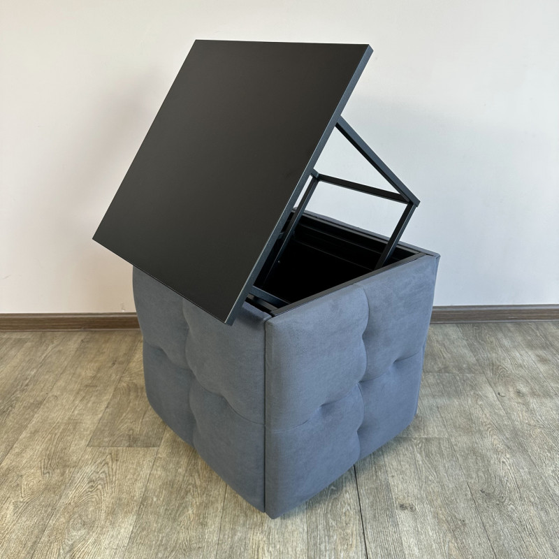 Пуф-трансформер 5в1 Остін-4 зі столиком велюр сірий/чорний 7-5-9005