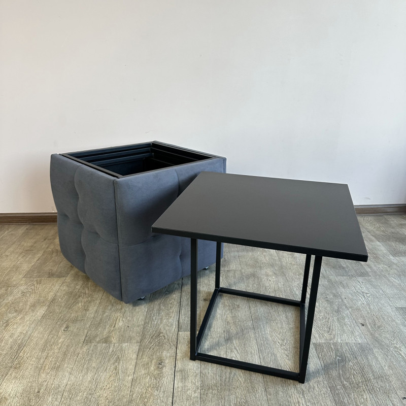 Пуф-трансформер 5в1 Остін-4 зі столиком велюр сірий/чорний 7-5-9005