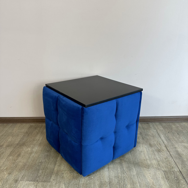 Пуф-трансформер 5в1 Mzavod Остин-4 со столиком велюр синий/черный 9-5-9003