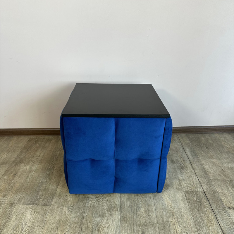 Пуф-трансформер 5в1 Mzavod Остин-4 со столиком велюр синий/черный 9-5-9003
