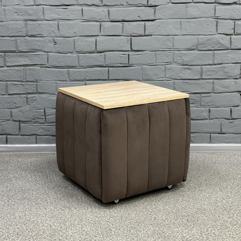 Пуф-трансформер 5в1 Остін-2 зі столиком велюр сіро-коричневий/дуб сонома 5-7-9005