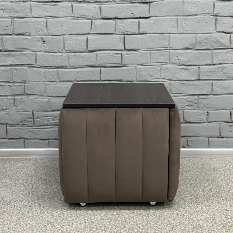 Пуф-трансформер 5в1 Остін-2 зі столиком велюр сіро-коричневий/дуб венге 5-8-9005