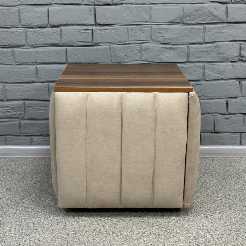 Пуф-трансформер 5в1 Остін-2 зі столиком велюр бежевий/горіх каліфорнійський 3-4-9003