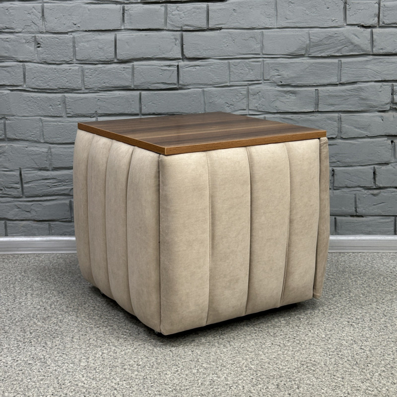 Пуф-трансформер 5в1 Остін-2 зі столиком велюр бежевий/горіх каліфорнійський 3-4-9003