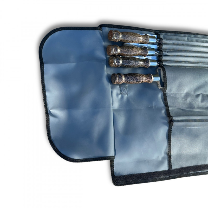 Набор шампуров Арго 6/1/1 мраморная ручка в сером чехле