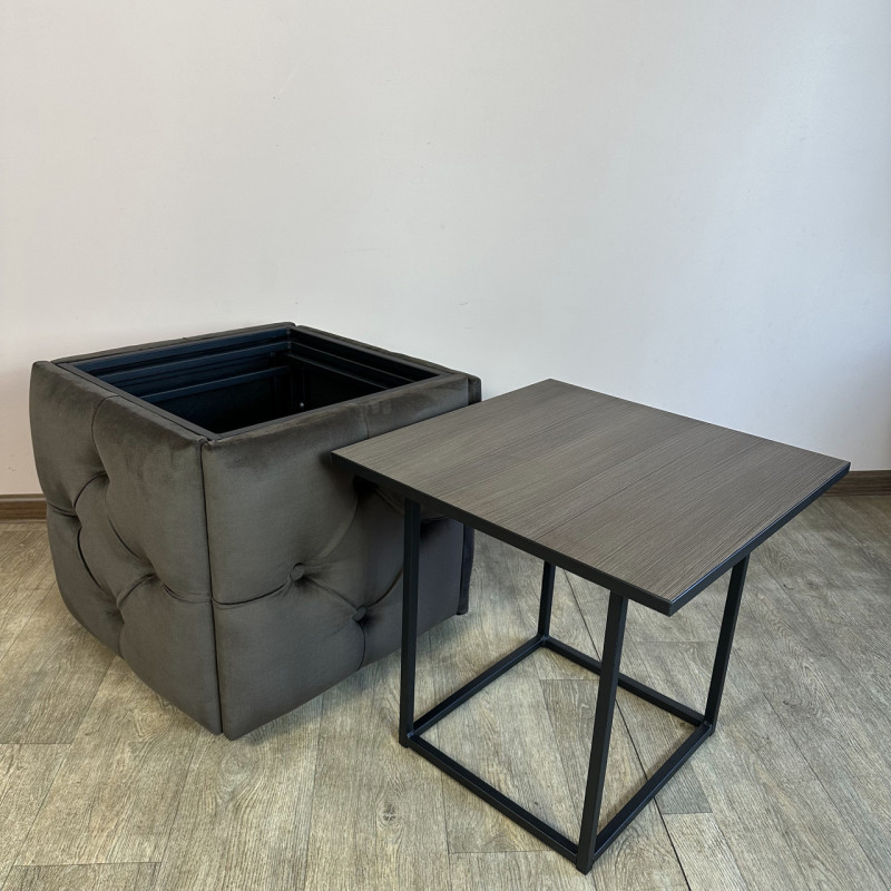 Пуф-трансформер 5в1 Остін-1 зі столиком велюр сіро-коричневий/ріголетто темний 5-1-9005