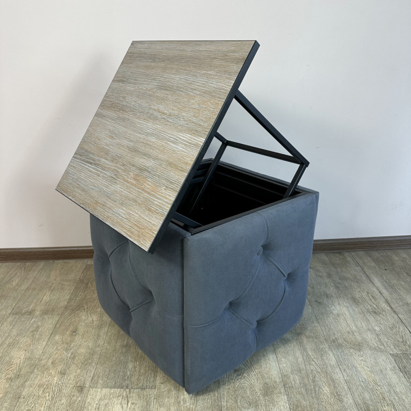 Пуф-трансформер 5в1 Остін-1 зі столиком велюр сірий/дуб платиновий 7-2-9005