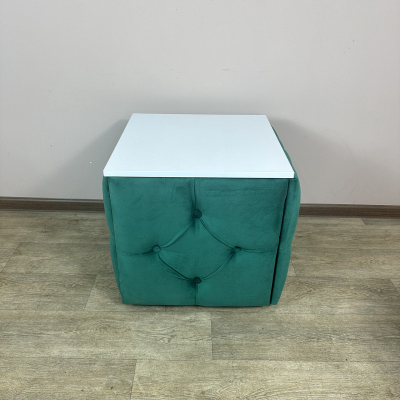 Пуф-трансформер 5в1 Mzavod Остин-1 со столиком велюр изумрудный/белая аляска 8-3-9005