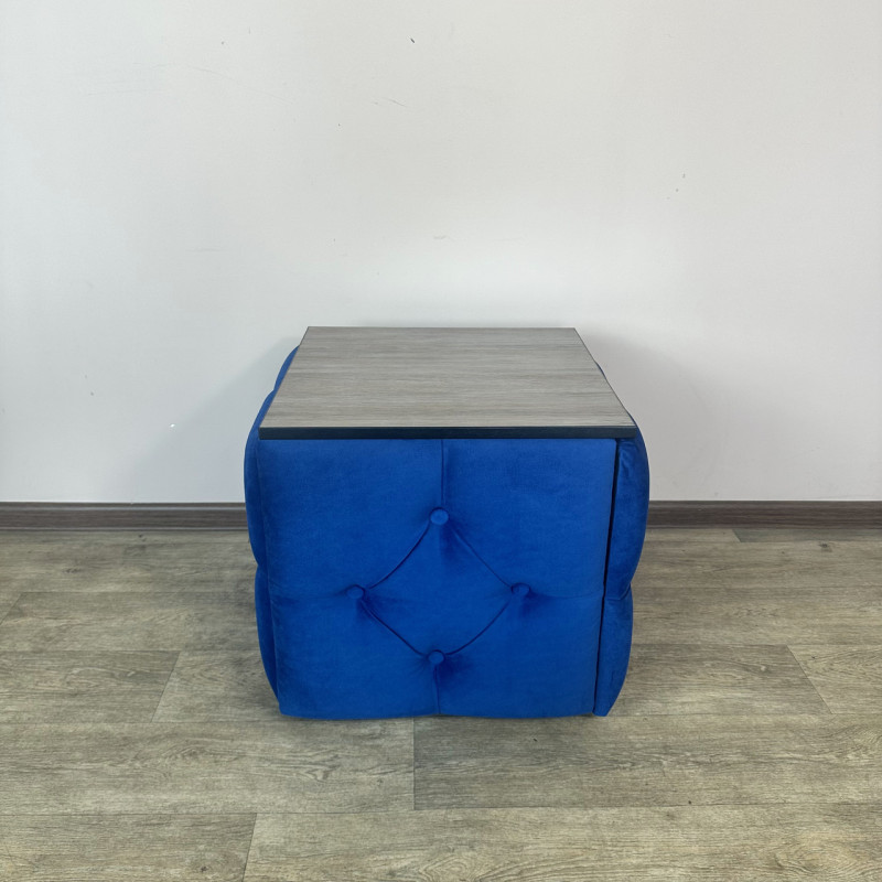 Пуф-трансформер 5в1 Mzavod Остин-1 со столиком велюр синий/дуб платиновый 9-2-9003