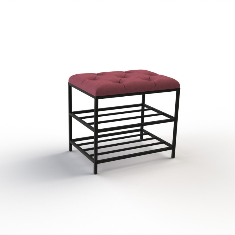 Банкетка для взуття Женева-1 50 см велюр червоний 4-0-9005