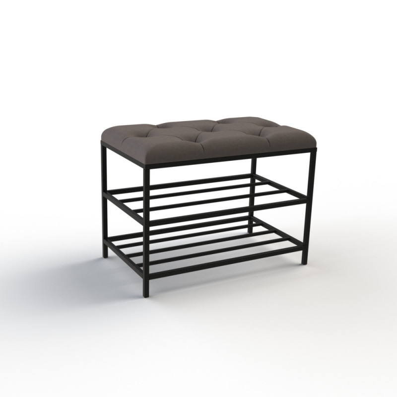 Банкетка для взуття Женева-1 60 см велюр сіро-коричневий 5-0-9005