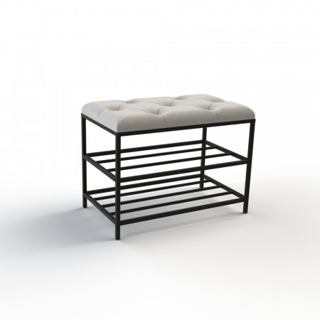 Банкетка для взуття Женева-1 60 см велюр світло-сірий 6-0-9005