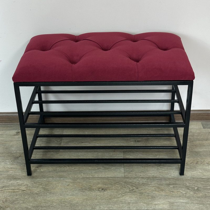 Банкетка для взуття Женева-1 50 см велюр червоний 4-0-9005