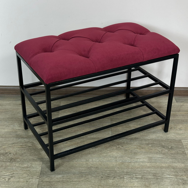 Банкетка для взуття Женева-1 50 см велюр червоний 4-0-9005