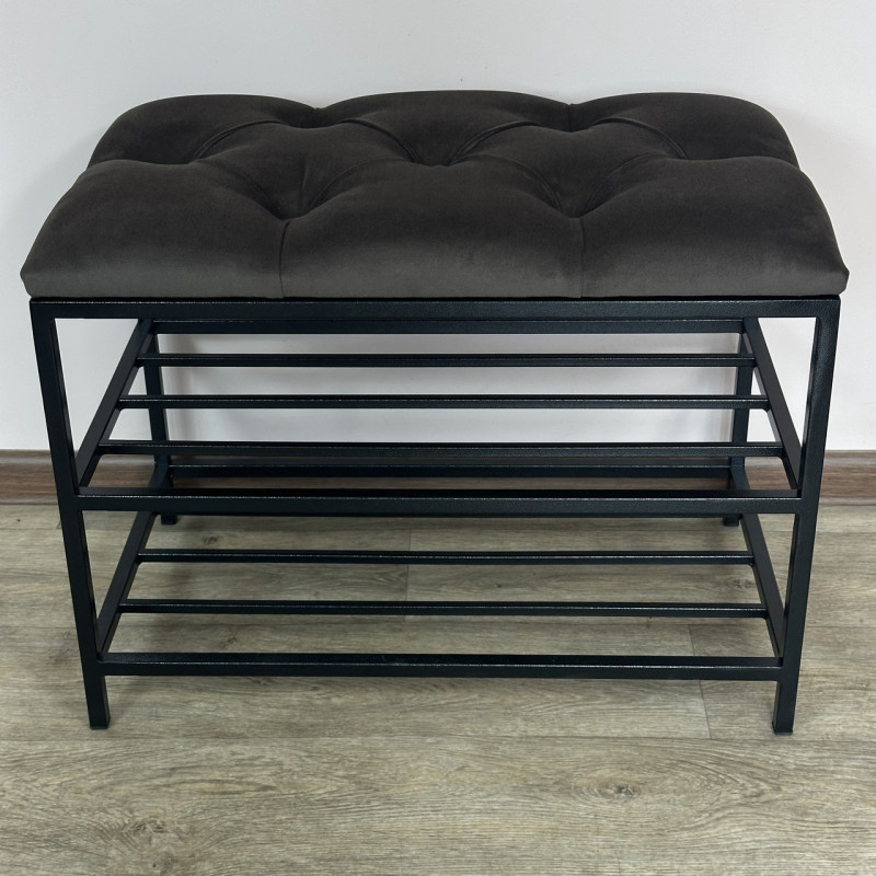 Банкетка для взуття Женева-1 50 см велюр сіро-коричневий 5-0-9005