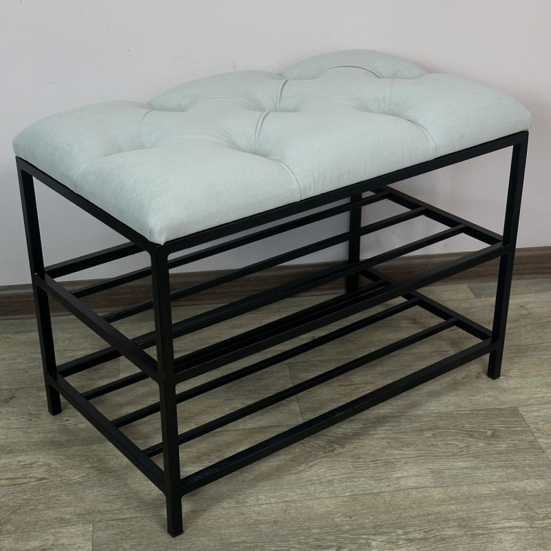 Банкетка для взуття Женева-1 60 см велюр світло-сірий 6-0-9005