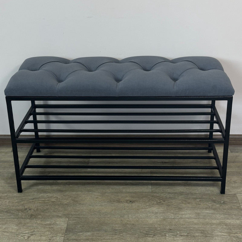 Банкетка для взуття Женева-1 70 см велюр сірий 7-0-9005