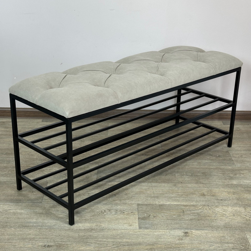 Банкетка для взуття Женева-1 90 см велюр бежевий 3-0-9005