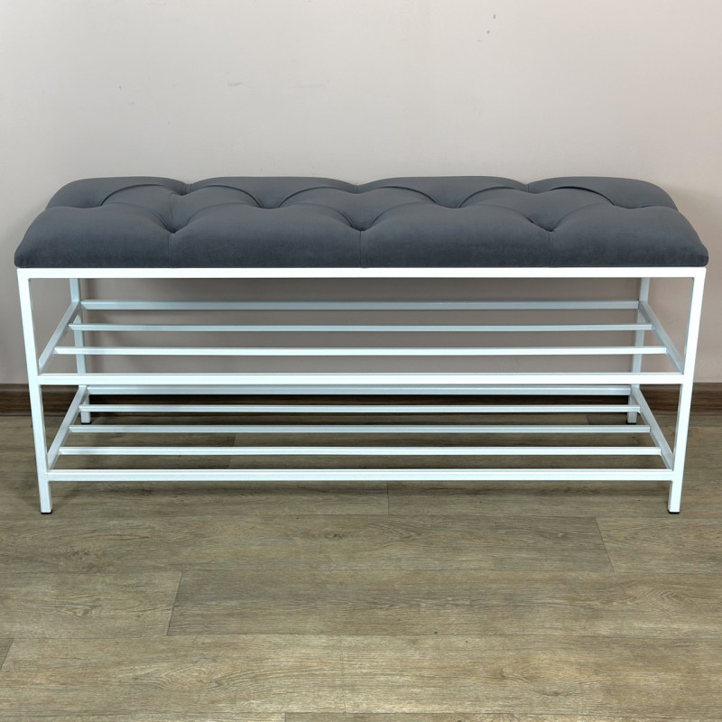 Банкетка для взуття Женева-1 100 см велюр сірий 7-0-9003