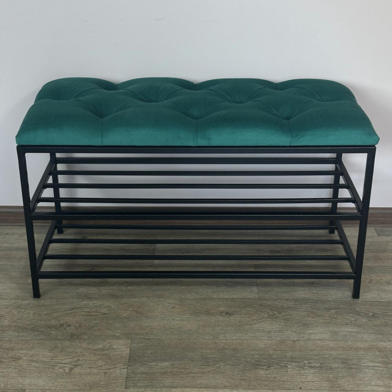 Банкетка для взуття Женева-1 80 см велюр смарагдовий 8-0-9005