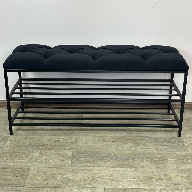 Банкетка для взуття Женева-1 100 см велюр чорний 10-0-9005