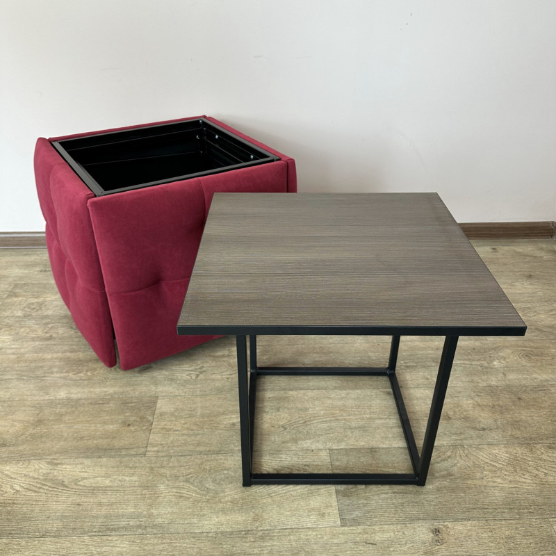 Пуф-трансформер 5в1 Остін-4 зі столиком велюр червоний/ріголетто темний 4-1-9005