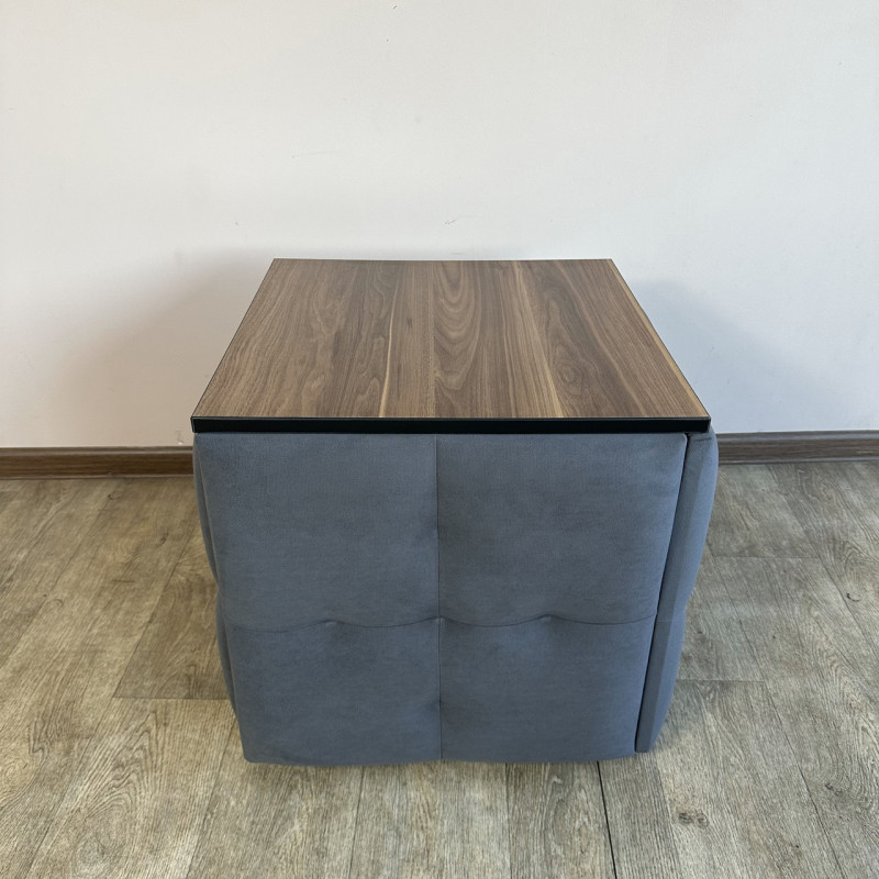 Пуф-трансформер 5в1 Остін-4 зі столиком велюр сірий/горіх каліфорнійський 7-4-9003