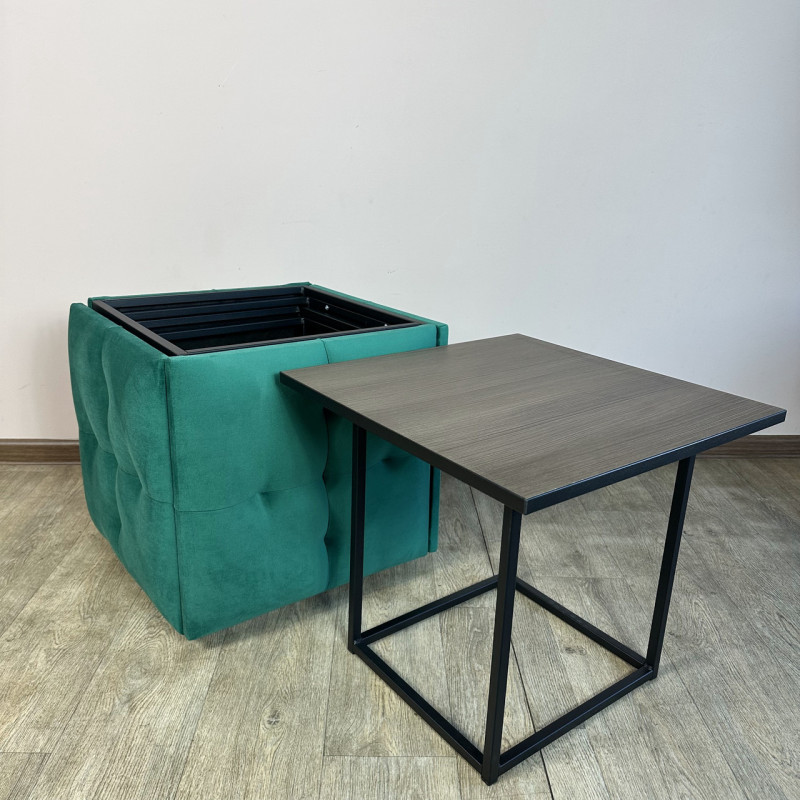 Пуф-трансформер 5в1 Остін-4 зі столиком велюр смарагдовий/ріголетто темний 8-1-9005