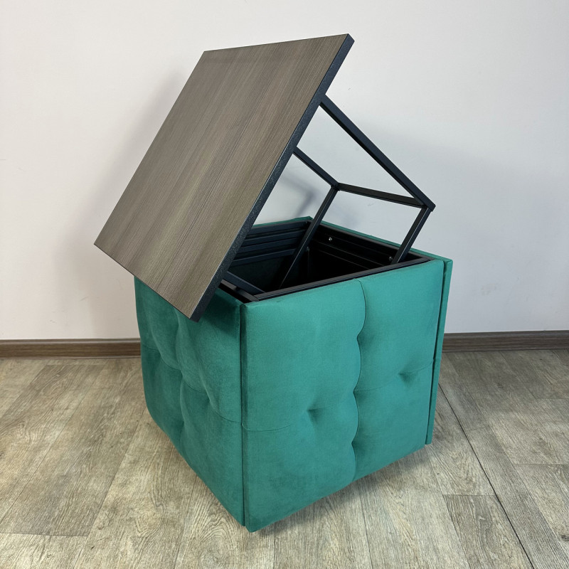 Пуф-трансформер 5в1 Остін-4 зі столиком велюр смарагдовий/ріголетто темний 8-1-9005