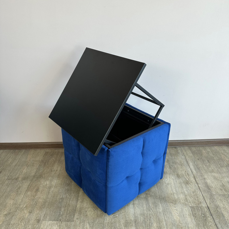 Пуф-трансформер 5в1 Mzavod Остин-4 со столиком велюр синий/черный 9-5-9005