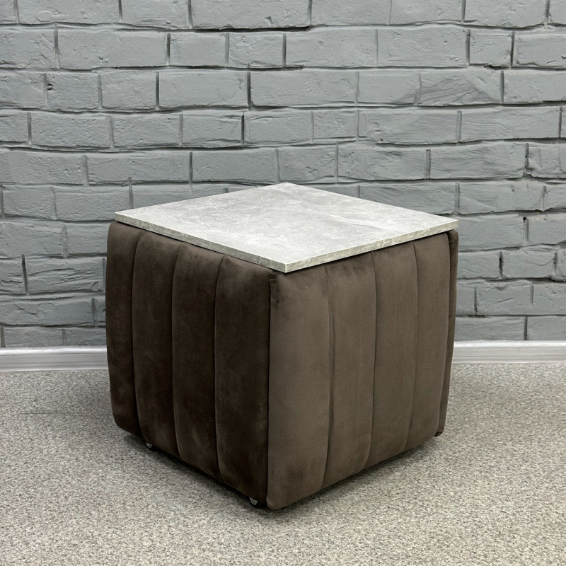 Пуф-трансформер 5в1 Остін-2 зі столиком велюр сіро-коричневий/сірий бетон 5-6-9005