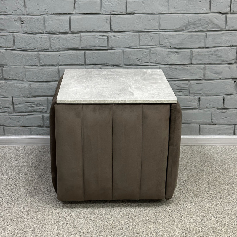 Пуф-трансформер 5в1 Остін-2 зі столиком велюр сіро-коричневий/сірий бетон 5-6-9005