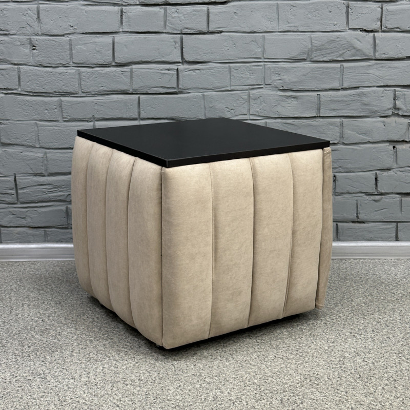 Пуф-трансформер 5в1 Остін-2 зі столиком велюр бежевий/чорний 3-5-9003