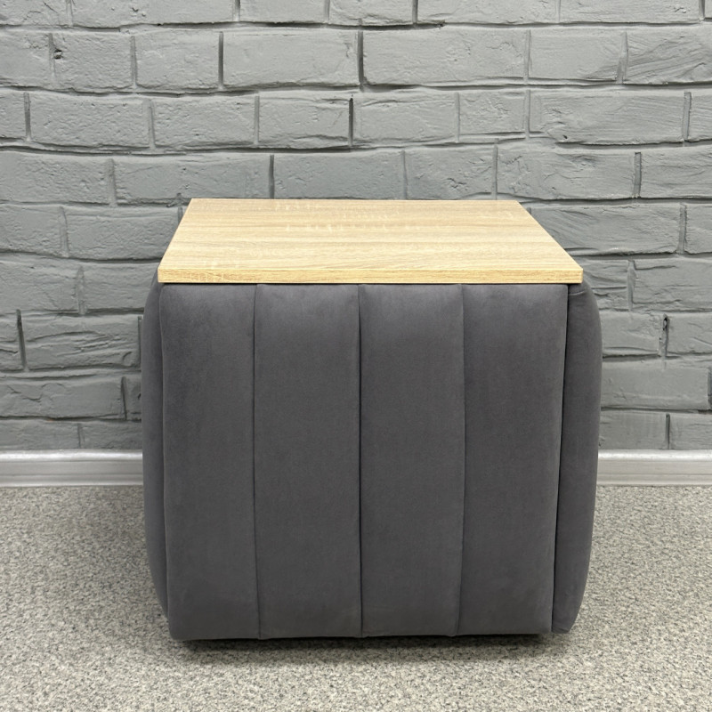 Пуф-трансформер 5в1 Остін-2 зі столиком велюр сірий/дуб сонома 7-7-9003