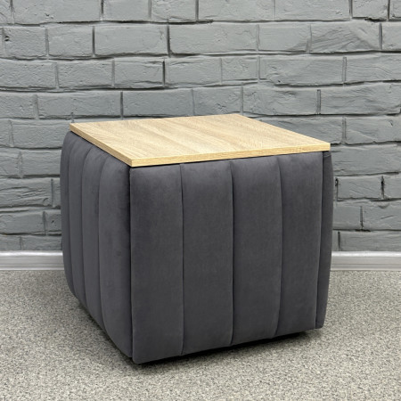 Пуф-трансформер 5в1 Остін-2 зі столиком велюр сірий/дуб сонома 7-7-9003